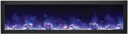 Remii 65″ Wide & 12″ Deep Indoor or Outdoor Built-in Only Electric Fireplace With Black Steel Surround