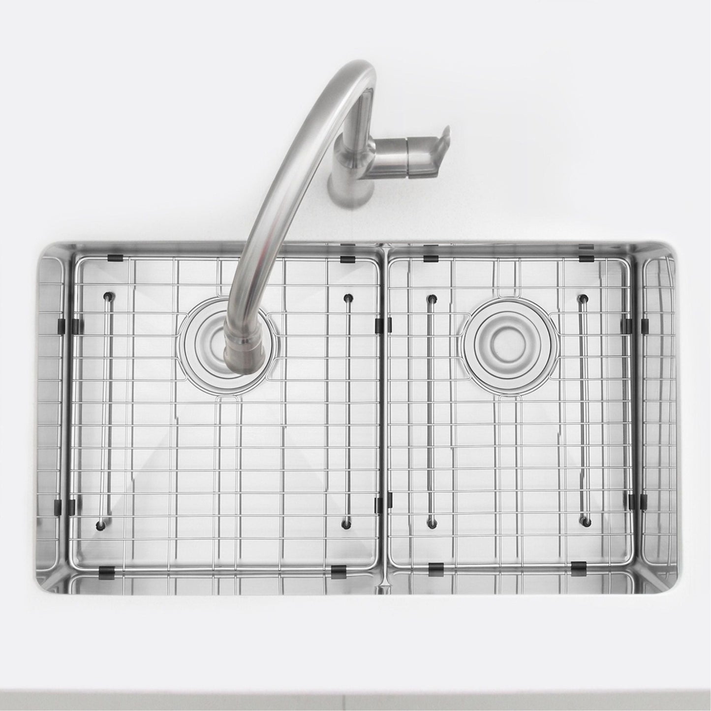 Stylish Roomy 32" x 18" Low Divider 60-40 Double Bowl Undermount Stainless Steel Kitchen Sink S-325XG