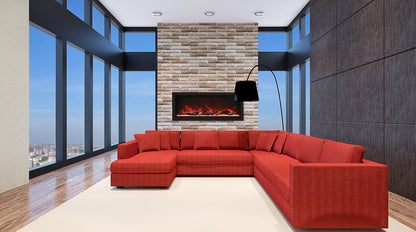 Remii 55″ Wide & 18″ High – Indoor or Outdoor, Built-in Only, Electric Fireplace With Black Steel Surround.