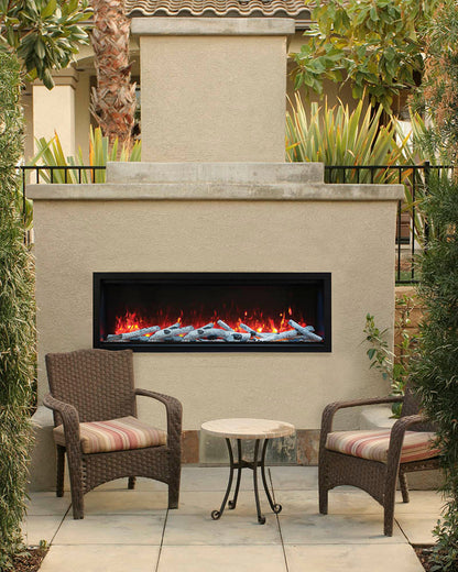 Remii 65″ Wide & 18″ High – Indoor or Outdoor, Built-in Only, Electric Fireplace With Black Steel Surround
