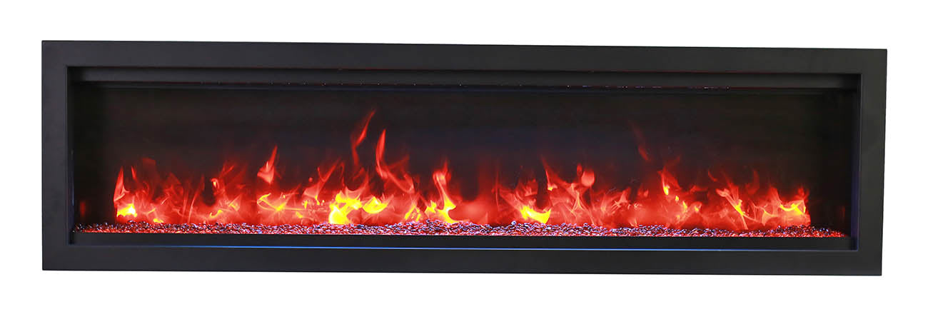 Remii Wm-100 – 100″ Wide Basic, Clean-face Built in Electric Fireplace With Clear Media and Black Steel Surround