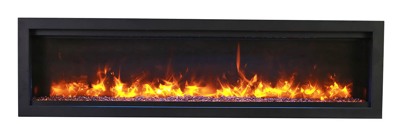 Remii Wm-88 – 88″ Wide Basic, Clean-face Built in Electric Fireplace With Clear Media and Black Steel Surround