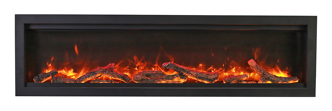 Remii WM-34 – 34″ Wide, Basic, Clean-Face Built In Electric Fireplace with Clear Media and Black Steel Surround