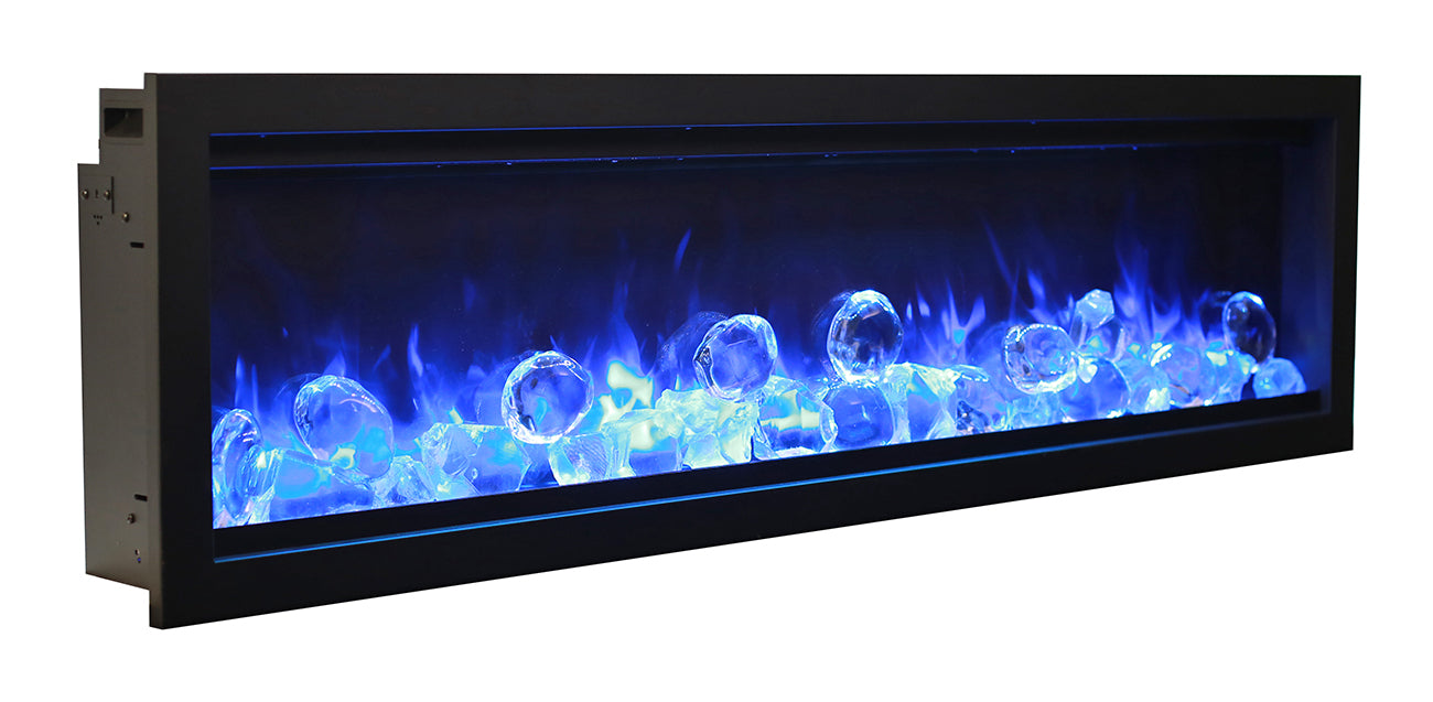 Remii Wm-100 – 100″ Wide Basic, Clean-face Built in Electric Fireplace With Clear Media and Black Steel Surround