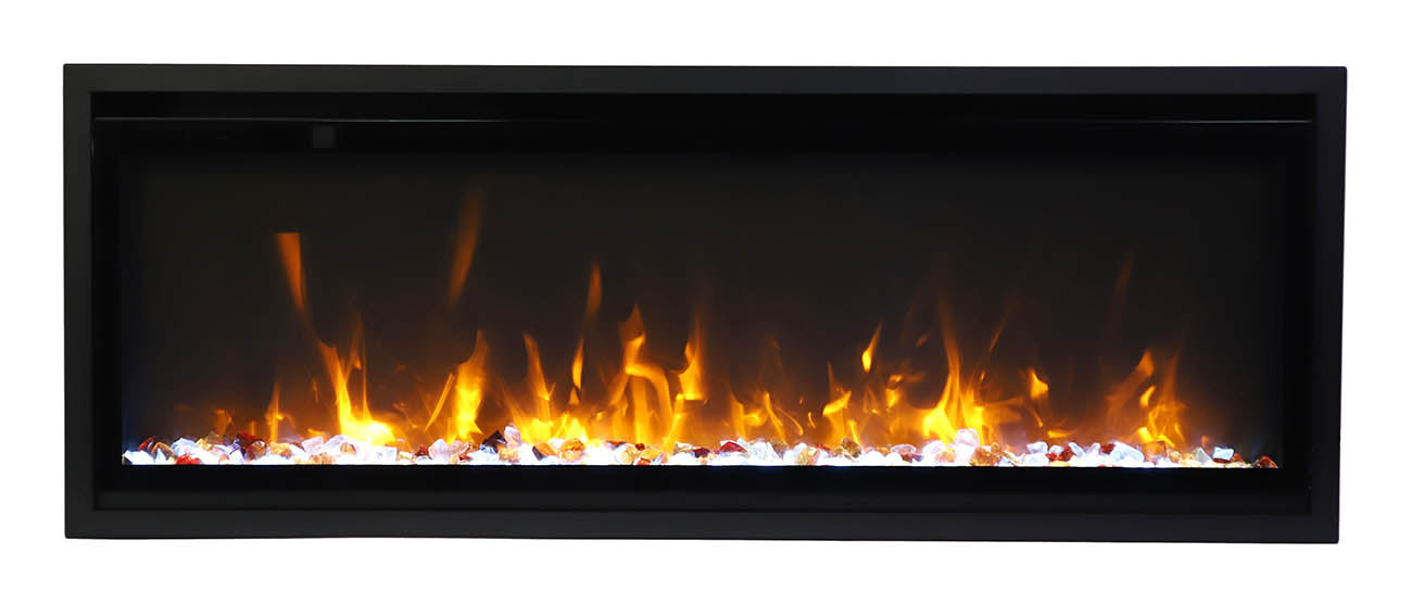 Remii Wm-slim-55 – 55″ Wide Extra Slim Wall Mount Electric Fireplace – With Black Steel Surround