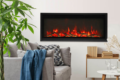 Remii Wm-slim-65 – 65″ Wide Extra Slim Wall Mount Electric Fireplace – With Black Steel Surround