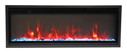 Remii Wm-slim-65 – 65″ Wide Extra Slim Wall Mount Electric Fireplace – With Black Steel Surround