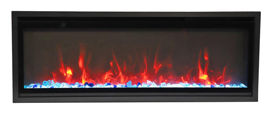 Remii Wm-slim-65 – 65″ Wide Extra Slim Wall Mount Electric Fireplace – With Black Steel Surround