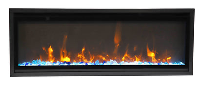 Remii Wm-slim-65 – 65″ Wide Extra Slim Wall Mount Electric Fireplace – With Black Steel Surround