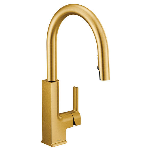Moen STo 17" One-Handle High Arc Pulldown Kitchen Faucet Brushed Gold