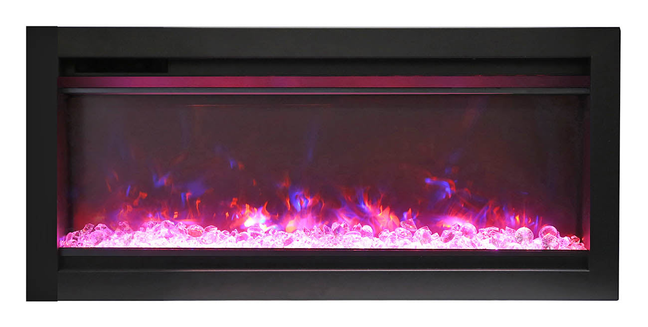 Remii Wm-100 – 100″ Wide Basic, Clean-face Built in Electric Fireplace With Clear Media and Black Steel Surround