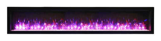Remii 60″ Wide Basic Clean-face Built in Electric Fireplace With Clear Media and Black Steel Surround