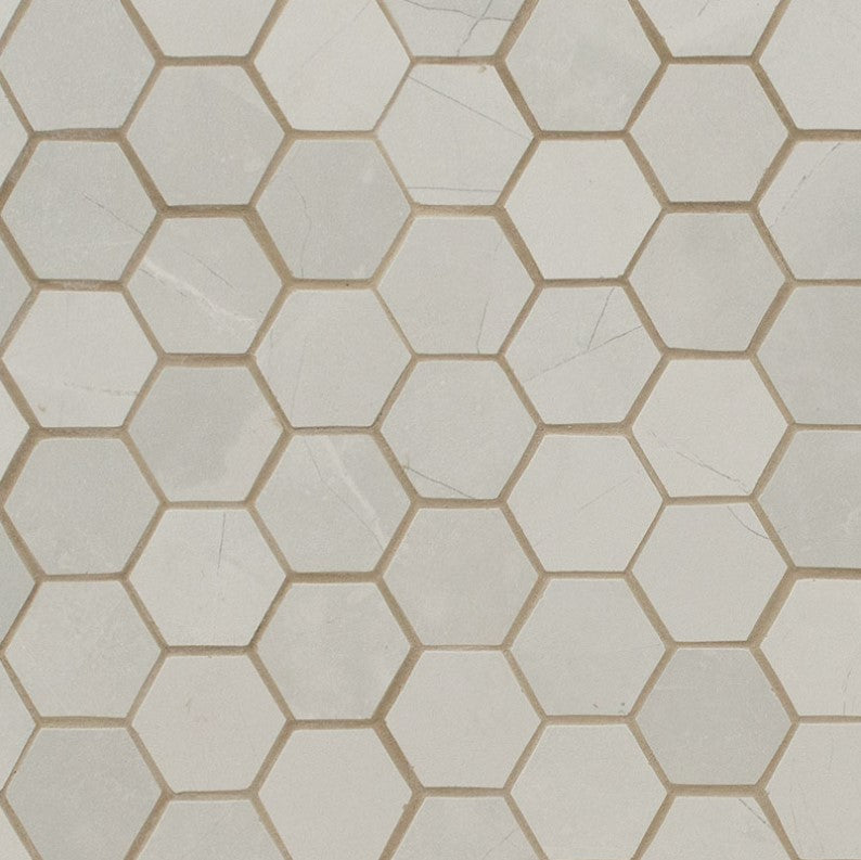 MSI Sande Ivory Hexagon Mosaic Porcelain Tile Matte 2" x 2" 12" x 12"