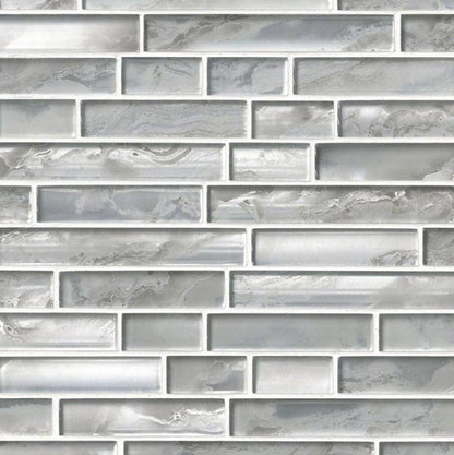 MSI Backsplash and Wall Tile Silver Canvas Interlocking Pattern Glass Tile 12" x 12" 8mm