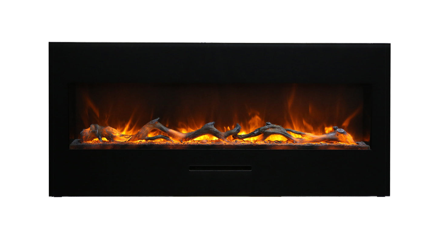 Amantii Wm-fm-bg Wall Mount or Flush Mount Electric Fireplace With Glass Surround