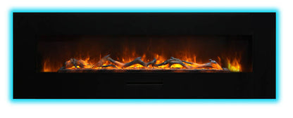 Amantii WM-FM-60-7023-BG Wall Mount or Flush Mount Electric Fireplace With Glass Surround
