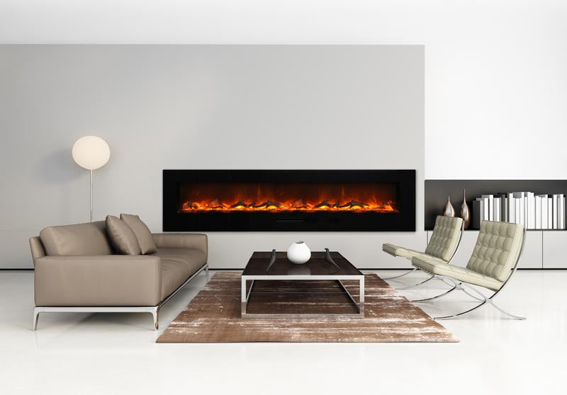 Amantii WM-FM-88-10023-BG Wall Mount or Flush Mount Electric Fireplace With Glass Surround