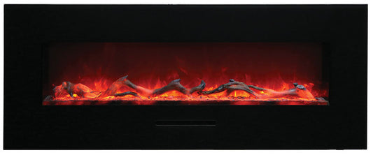 Amantii WM-FM-48-5823-BG Wall Mount or Flush Mount Electric Fireplace With Glass Surround