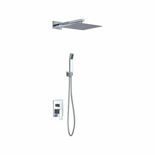 Kube Bath Aqua Piazza Shower Set With 12" Square Rain Shower and Handheld Chrome