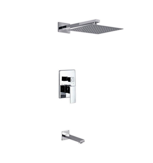 Kube Bath Aqua Piazza Shower Set With 12" Square Rain Shower and Tub Filler Chrome