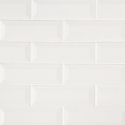 MSI Backsplash and Wall Tile Whisper White Beveled Glossy 12" x 12" 8mm