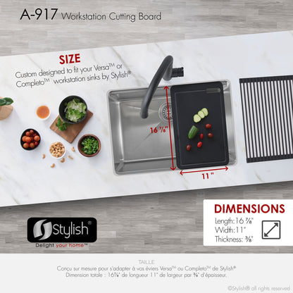 Stylish Workstation Sink Black Cutting Board