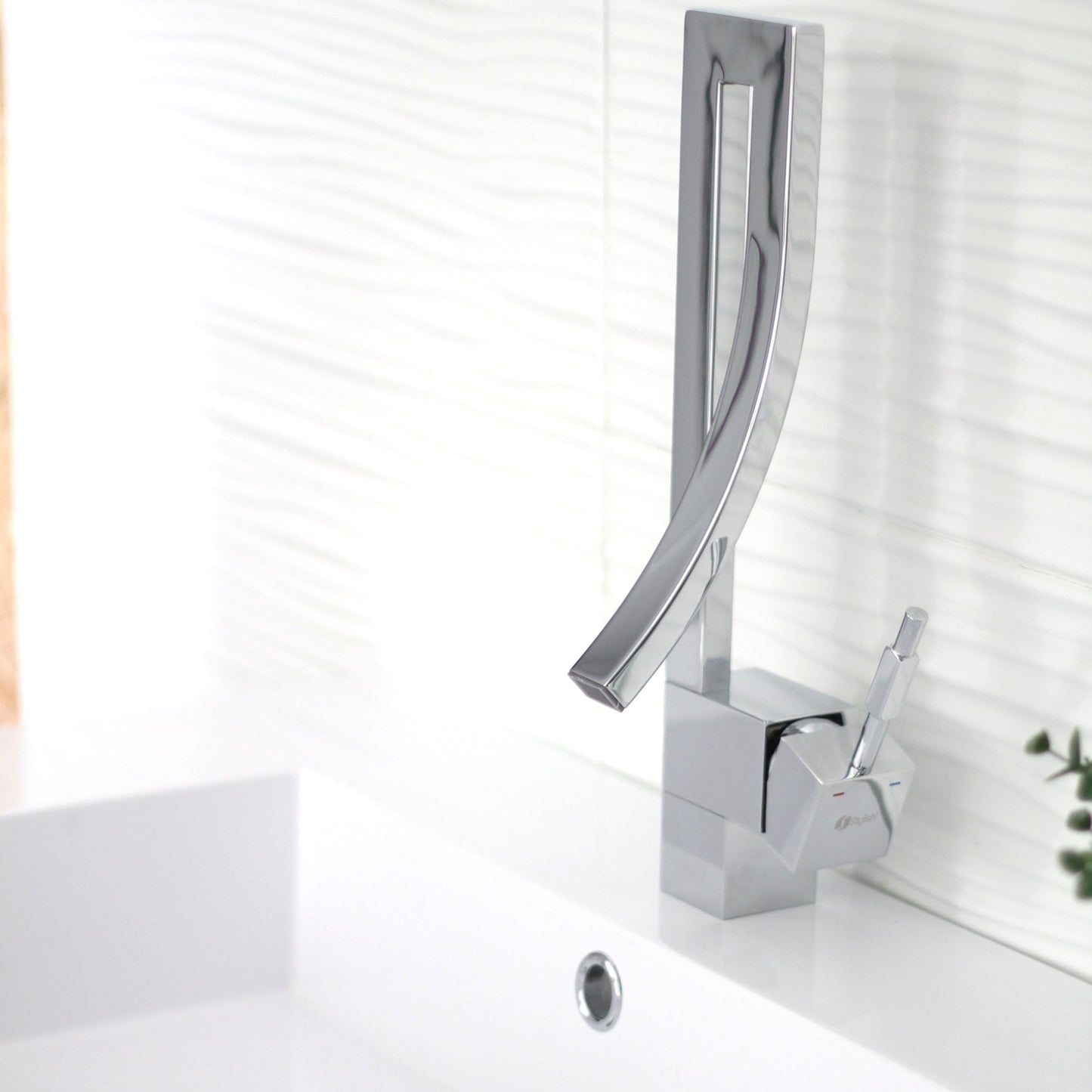 Stylish Gabriella Single Handle 14" Bathroom Faucet for Single Hole Brass Basin Mixer Tap, Polished Chrome Finish B-100C