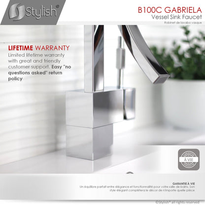 Stylish Gabriella Single Handle 14" Bathroom Faucet for Single Hole Brass Basin Mixer Tap, Polished Chrome Finish B-100C
