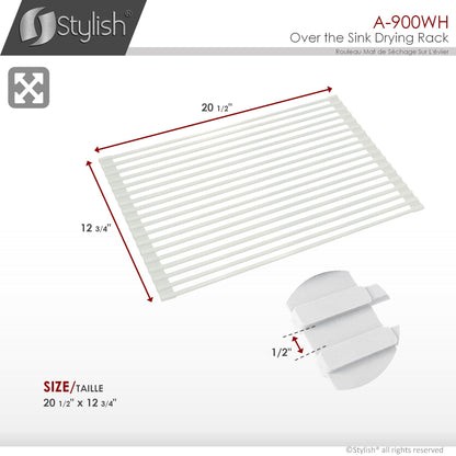 Stylish 20" Over the Sink Roll-up Drying Rack White A-900WH
