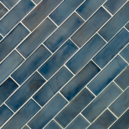 MSI Backsplash and Wall Tile Blue Shimmer Subway Glass Tile 2" x 6"
