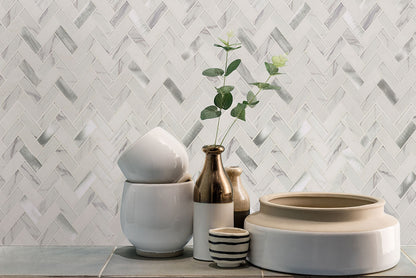 MSI Backsplash and Wall Tile Bytle Bianco Herringbone 12" x 12" 6mm