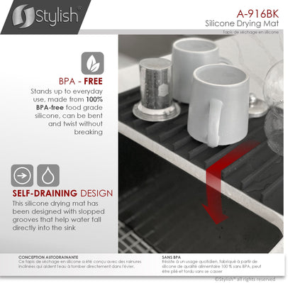 Stylish Silicone Drying Mat and Trivet, Black