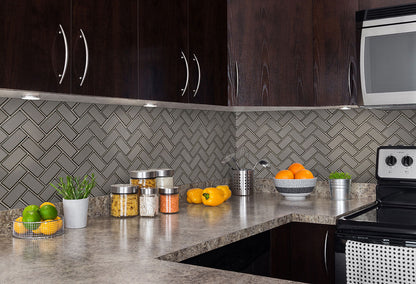 MSI Backsplash and Wall Tile Champagne Bevel Herringbone Glossy Glass Tile 8mm