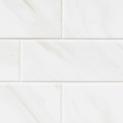 MSI Classique Calacatta Glossy Bullnose Subway Tile 4" x 16"