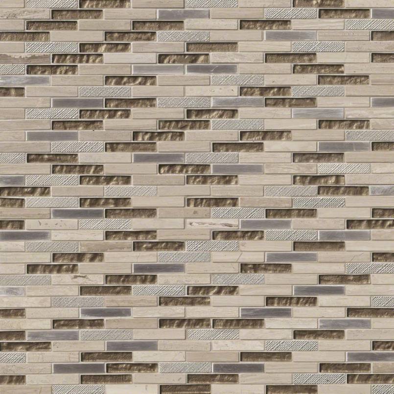 MSI Backsplash and Wall Tile Diamante Brick Glass and Metal Mosaic Tile 12" x 12"