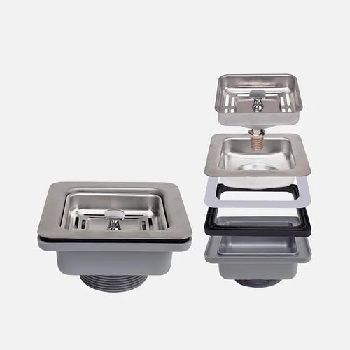 Stylish AZUNI 3.5" Square Stainless Steel Sink Strainer