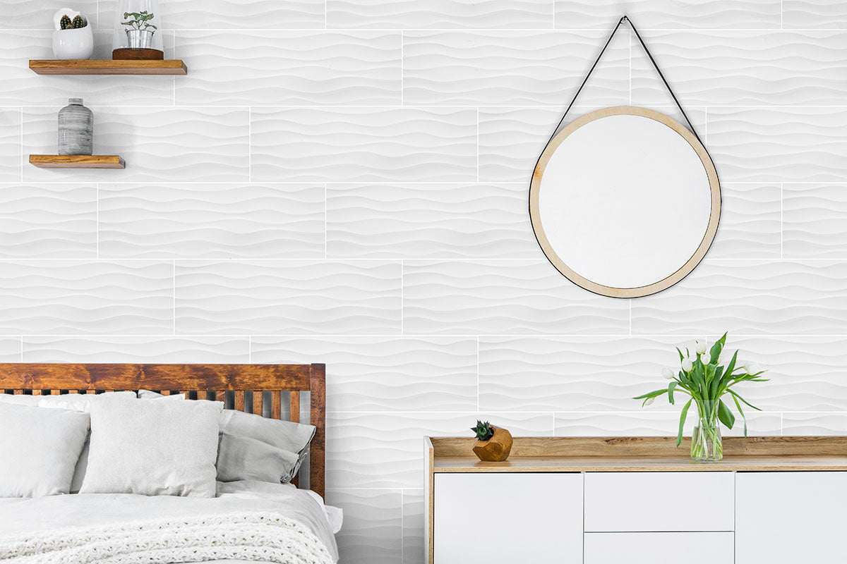 MSI Backsplash and Wall Tile Dymo Wavy White 3D Wall Tile Glossy 12" x 36"