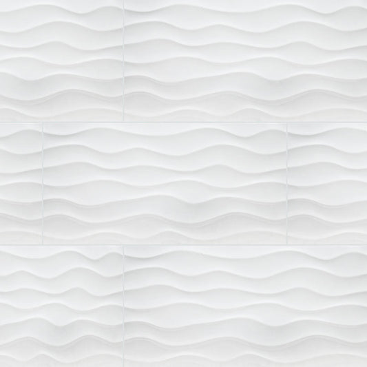 MSI Dymo Wavy White 3d Wall Tile12" x 24"