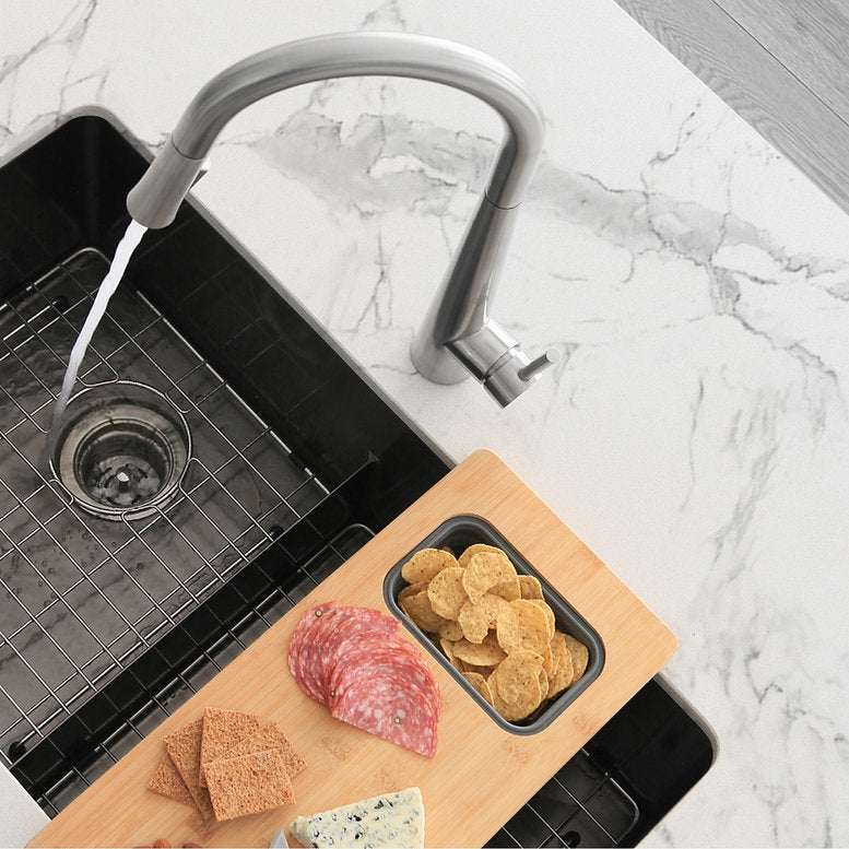 Stylish Siena Kitchen Faucet Single Handle Pull Down Dual Mode Stainless Steel Brushed Finish K-135S