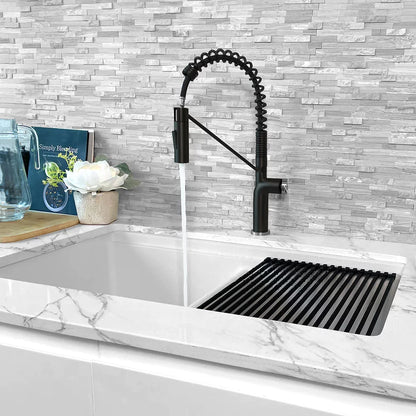 Stylish Tivoli Single Handle Pull Down Kitchen Faucet - Matte Black/Brushed Finish K-149NS