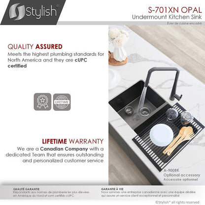 Stylish 32" x 18" Graphite Black Double Bowl Undermount Stainless Steel Kitchen Sink with Grids and Basket Strainers Opal