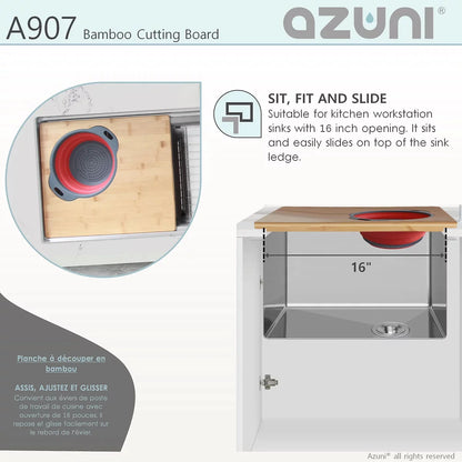 Stylish Azuni 16" Bamboo Cutting Board With Colander and Bowl Set A907