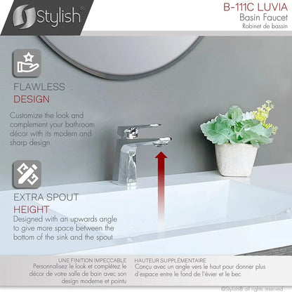 Stylish Luvia Bathroom Faucet Single Handle Chrome Polished Finish B-111C