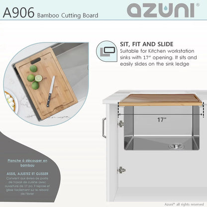 Stylish Azuni 17" Bamboo Cutting Board for Kitchen Sink A906