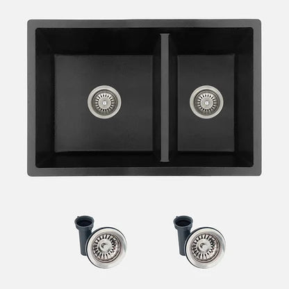Stylish - 27 Inch Dual Mount 60/40 Double Bowl Granite Kitchen Sink With Strainer