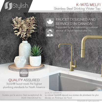 Stylish Melfi Single Handle Cold Water Tap Stainless Steel Brushed Gold Finish K-147G