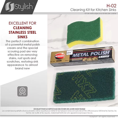Stylish - Cleaning Kit for Stainless Steel Kitchen Sinks (H-02)