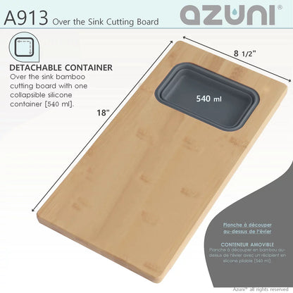 Stylish Azuni 18" Kitchen Sink Bamboo Cutting Board Set With Container A913