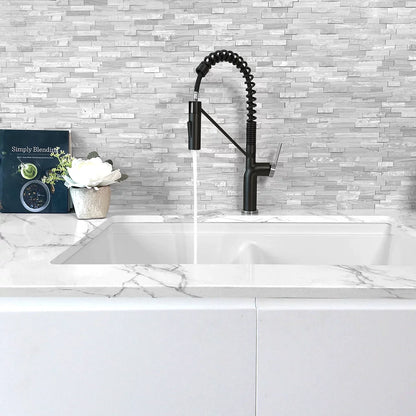 Stylish Tivoli Single Handle Pull Down Kitchen Faucet - Matte Black/Brushed Finish K-149NS