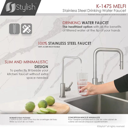Stylish Melfi Single Handle Cold Water Tap - Stainless Steel Finish K-147S